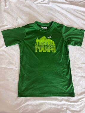 🟢 Columbia Boys Green Outdoor Graphic Performance Tee M 10/12 | 20% Off 2+